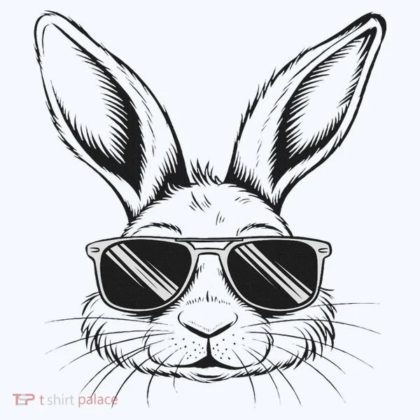 Easter Day Cool Bunny Face With Sunglasses Kids T-Shirt