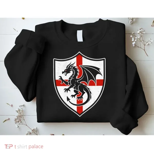 England Dragon Crest Shield Red Cross Emblem Sweatshirt