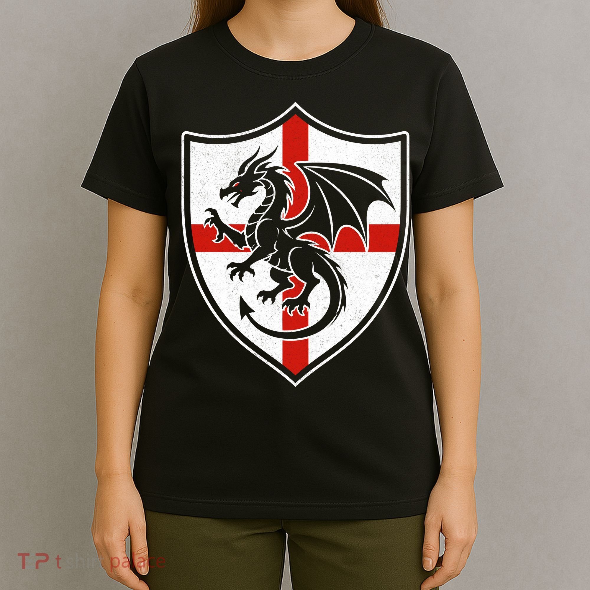 England Dragon Crest Shield Red Cross Emblem T-Shirt