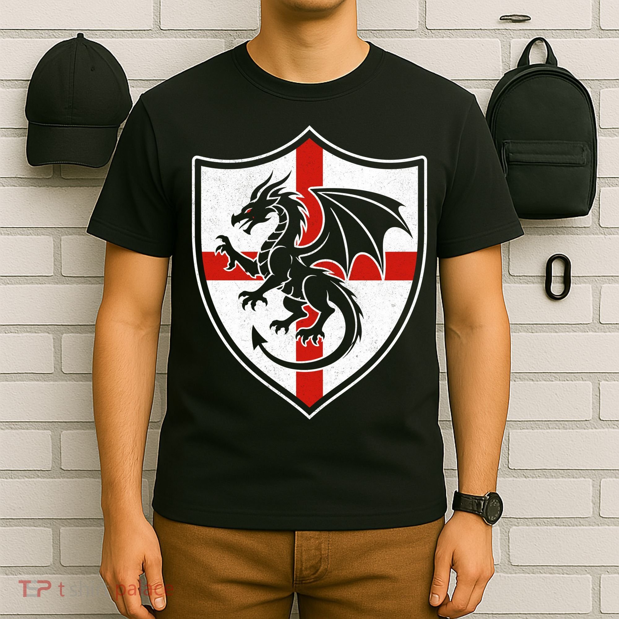 England Dragon Crest Shield Red Cross Emblem T-Shirt