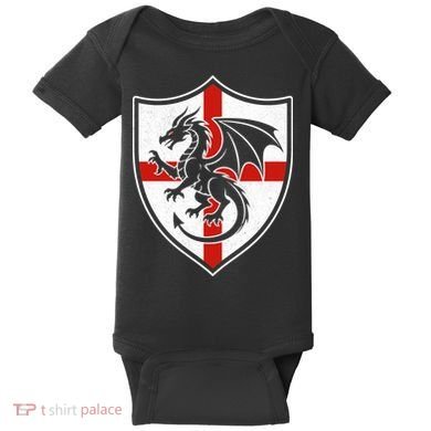 England Dragon Crest Shield Red Cross Emblem Baby Bodysuit