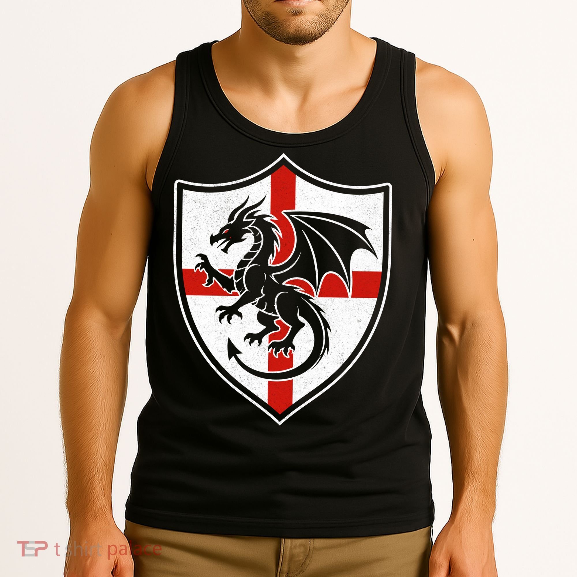 England Dragon Crest Shield Red Cross Emblem Tank Top
