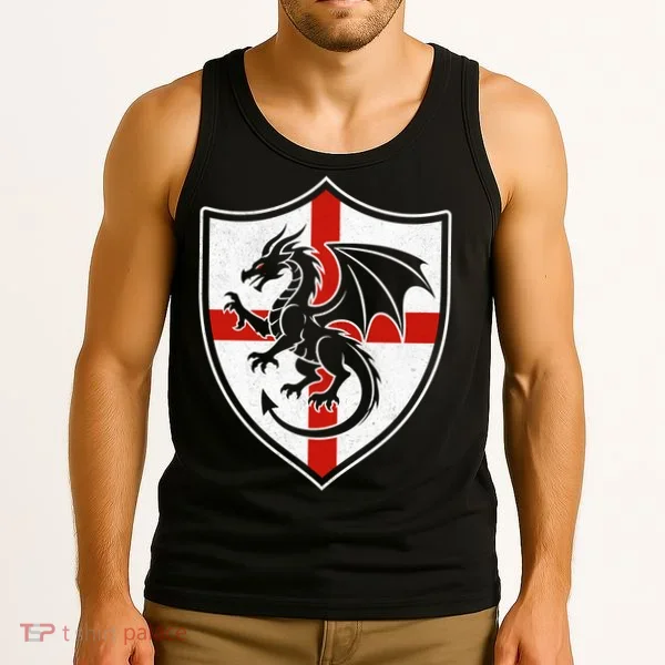 England Dragon Crest Shield Red Cross Emblem Tank Top