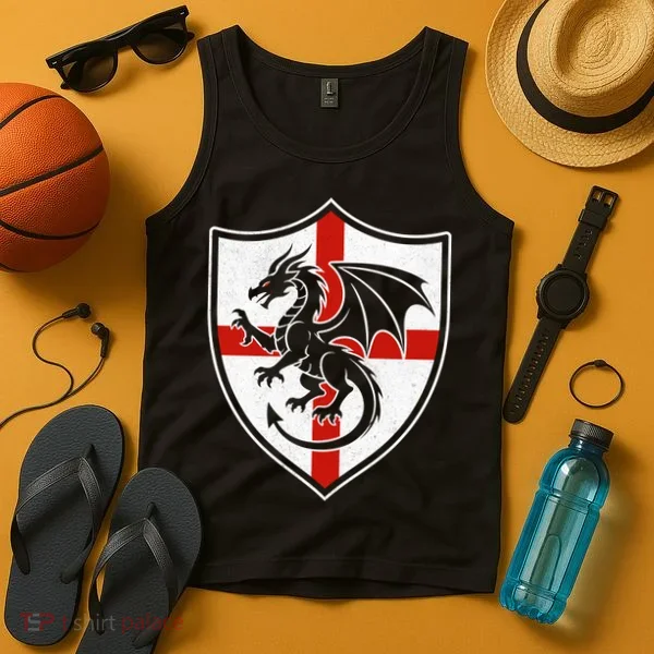 England Dragon Crest Shield Red Cross Emblem Tank Top