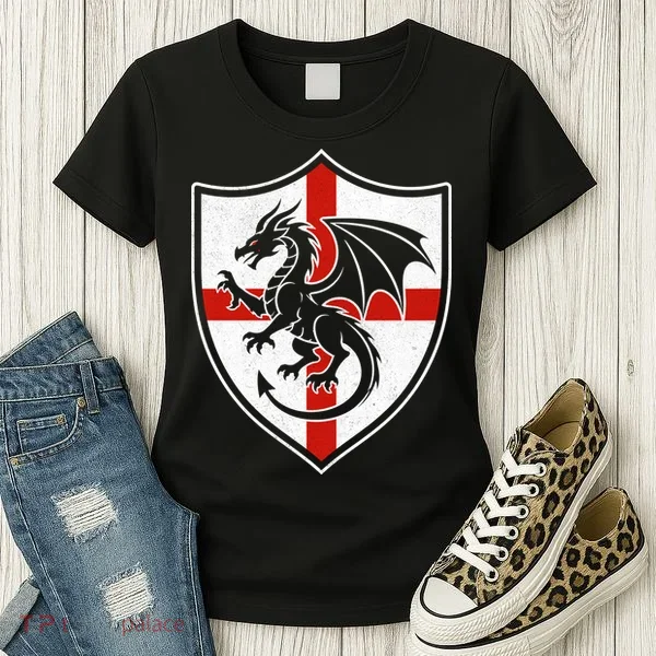 England Dragon Crest Shield Red Cross Emblem Women's T-Shirt