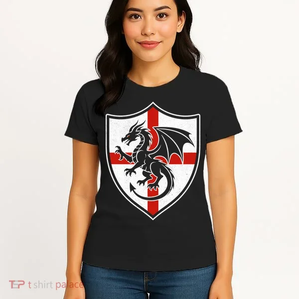 England Dragon Crest Shield Red Cross Emblem Women's T-Shirt