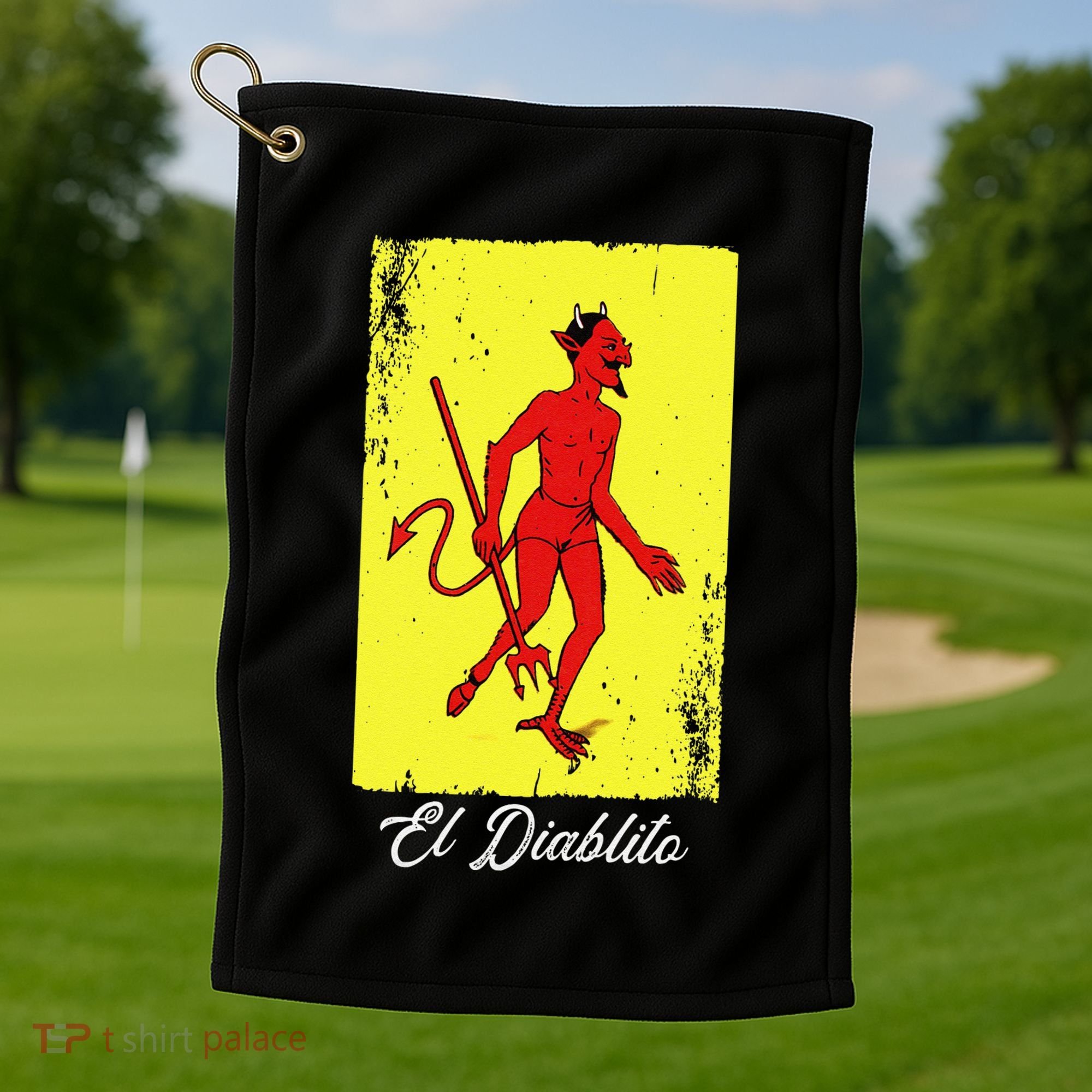 El Diablito Card Mexican Lottery Card Golf Towel