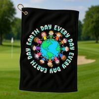 Earth Day Cute Children Around The World Golf Towel thumb 1