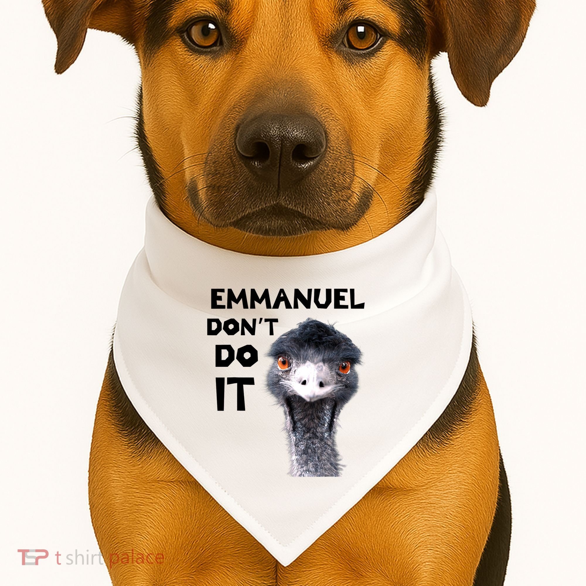 Emmanuel Don't Do It Viral Emu USA-Made Doggie Bandana