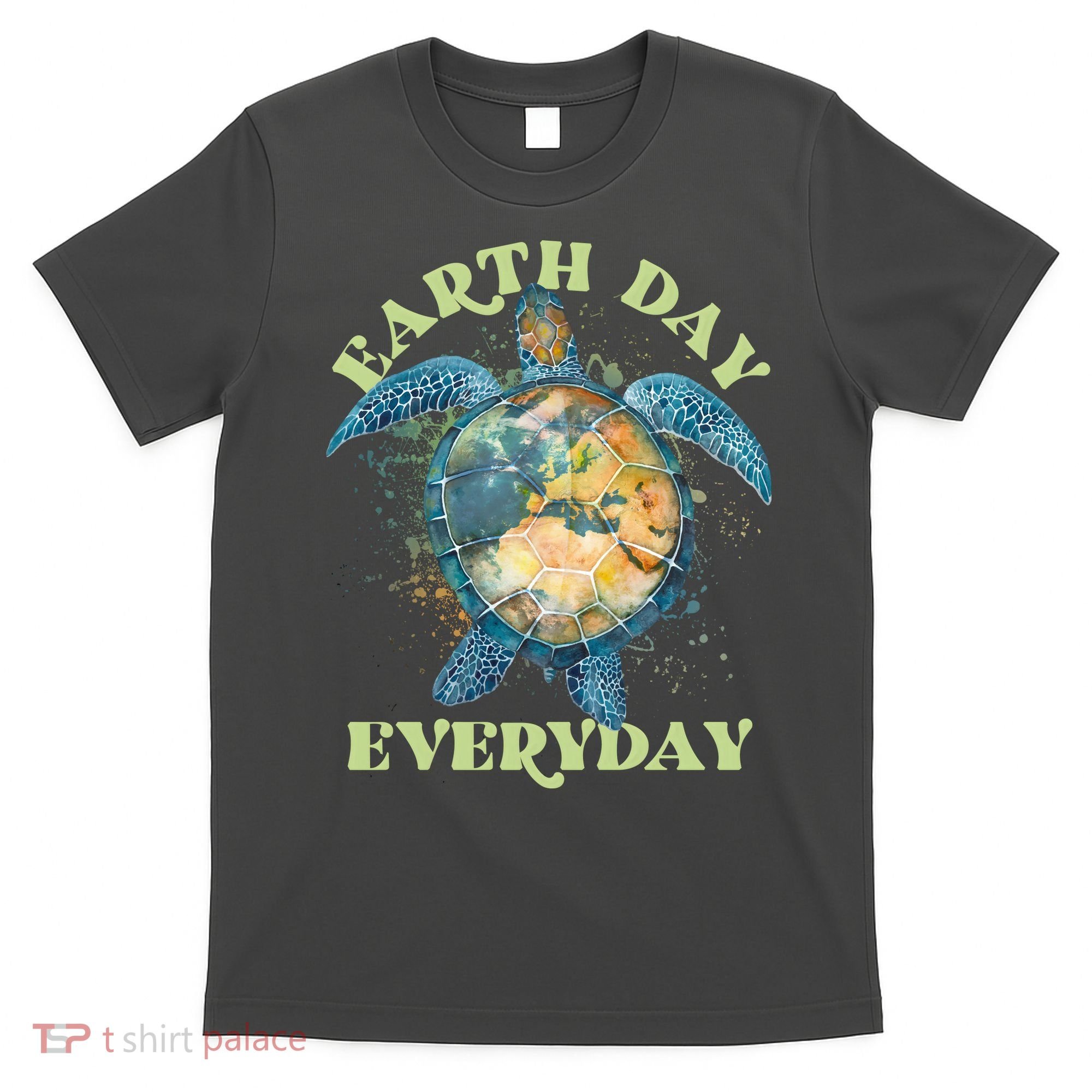 Earth Day Everyday Watercolor Sea Turtle Earth T-Shirt
