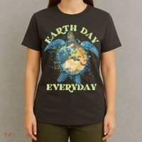 Earth Day Everyday Watercolor Sea Turtle Earth T-Shirt thumb 4