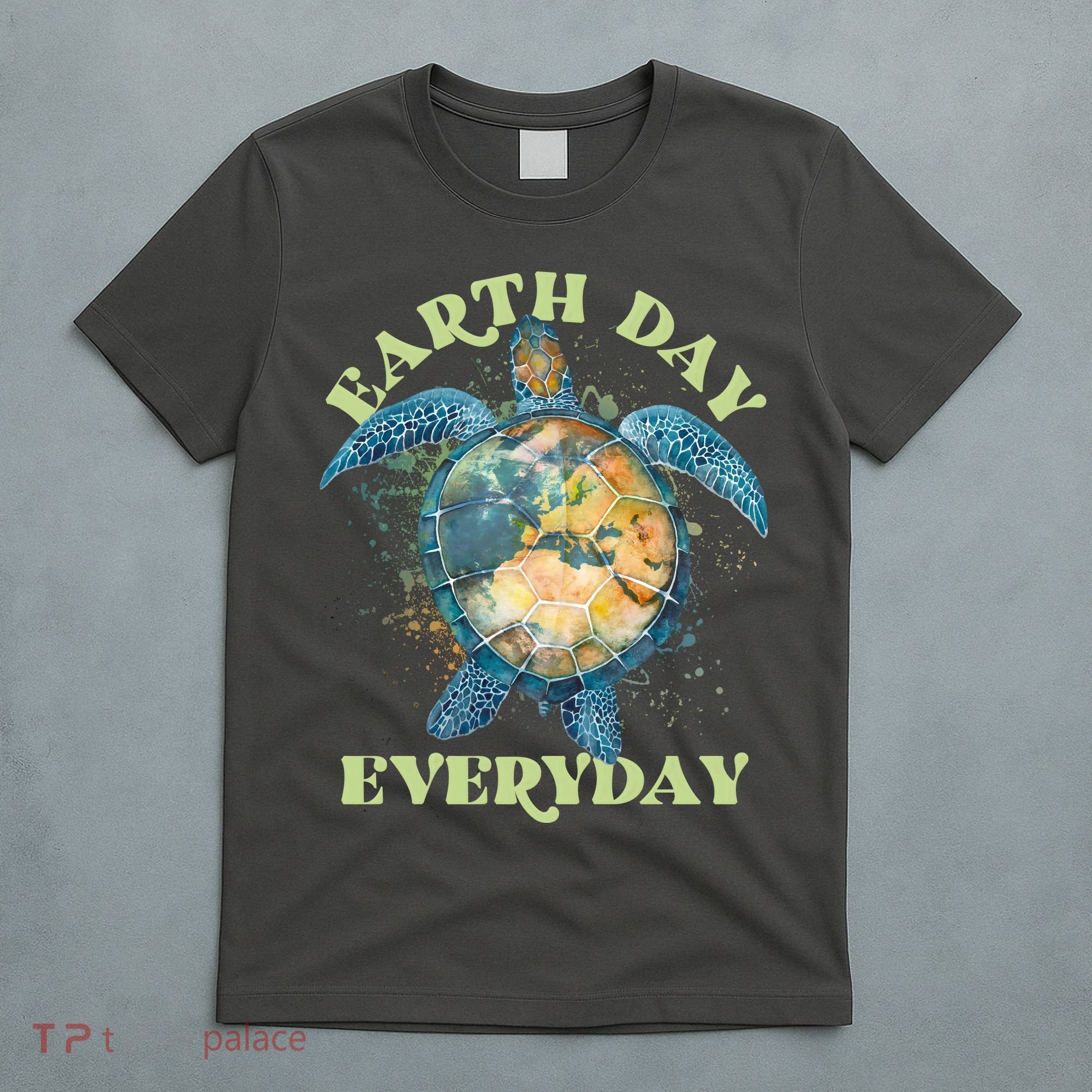 Earth Day Everyday Watercolor Sea Turtle Earth T-Shirt