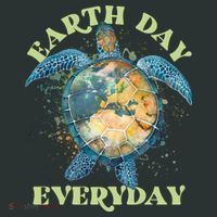 Earth Day Everyday Watercolor Sea Turtle Earth T-Shirt thumb 7
