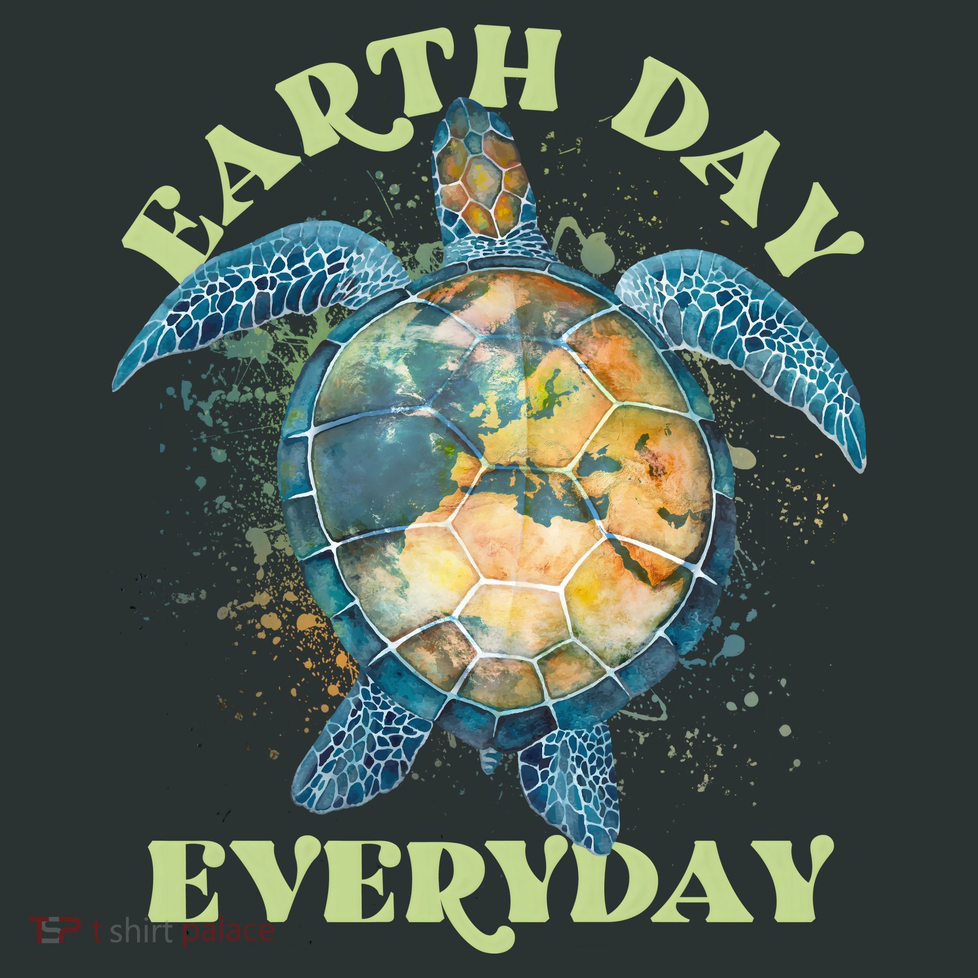 Earth Day Everyday Watercolor Sea Turtle Earth T-Shirt