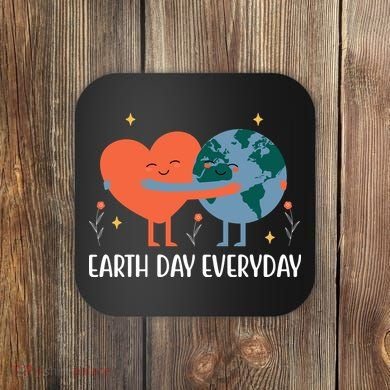 Earth Day Everyday Cute Heart Coaster