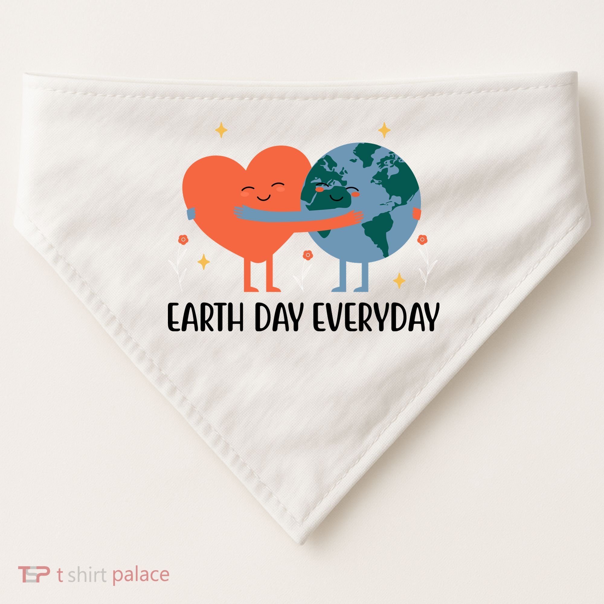 Earth Day Everyday Cute Heart USA-Made Doggie Bandana