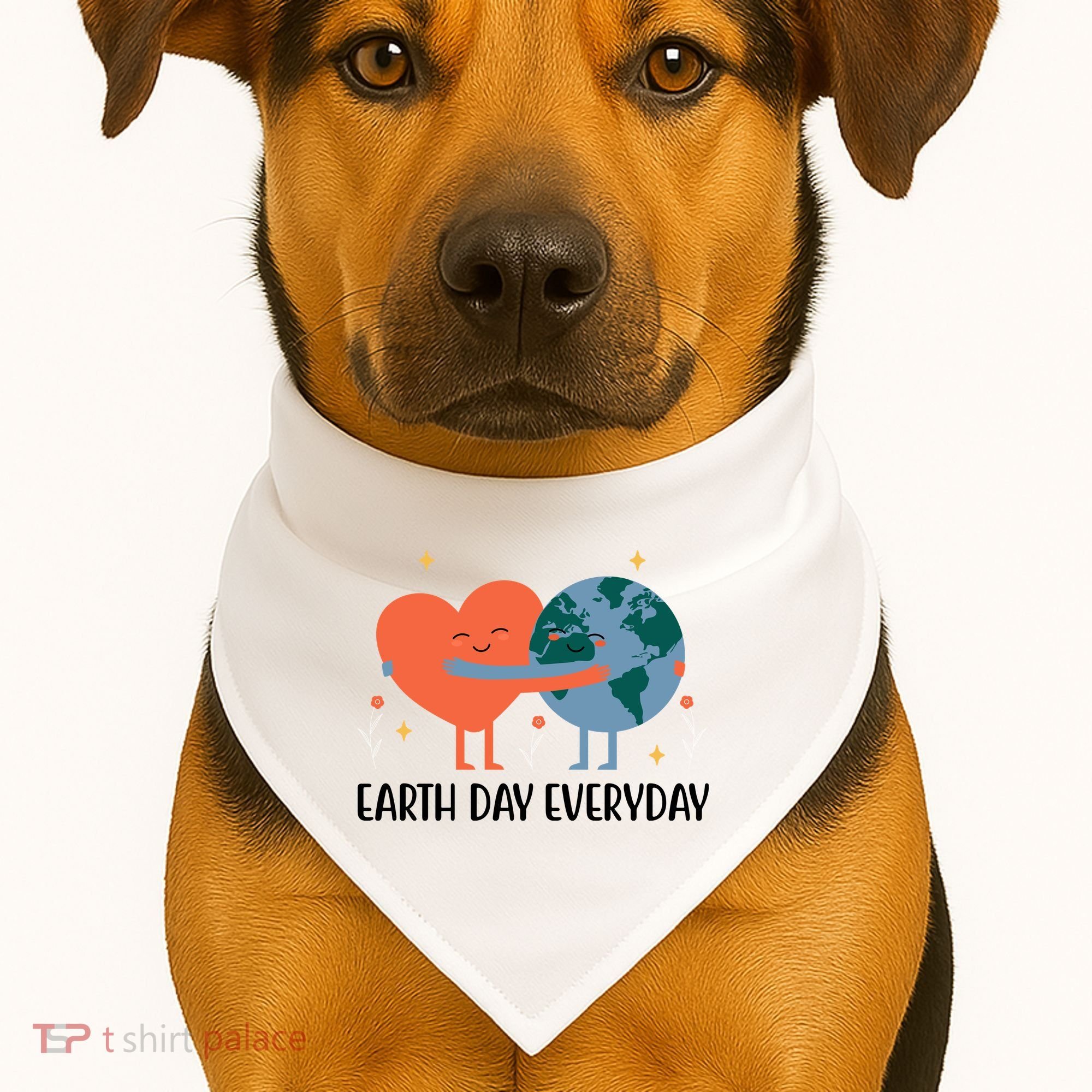 Earth Day Everyday Cute Heart USA-Made Doggie Bandana