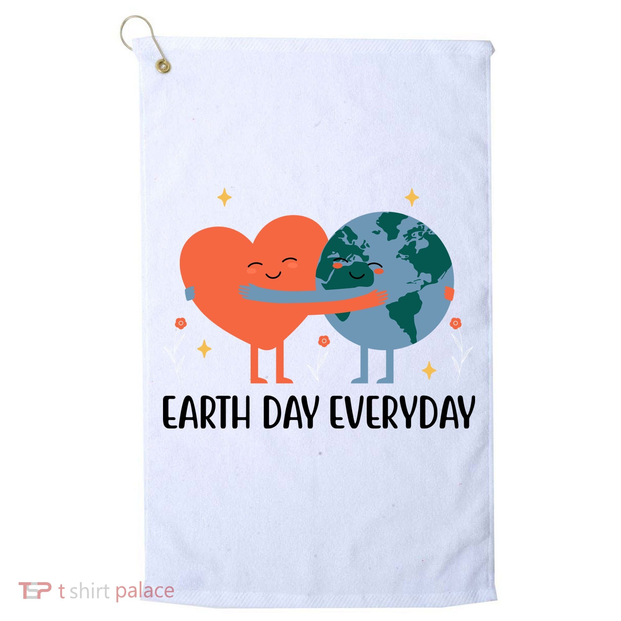 Earth Day Everyday Cute Heart Golf Towel
