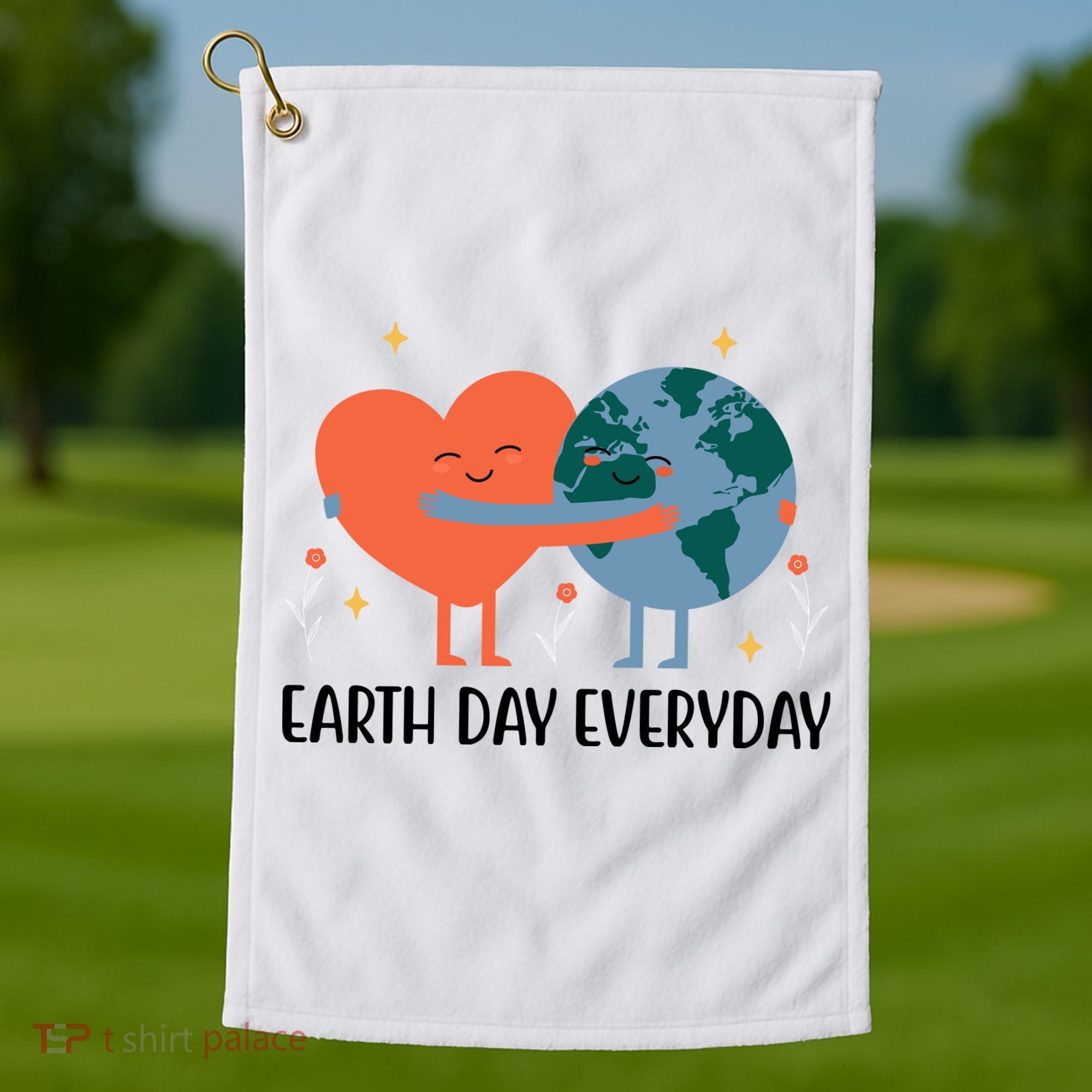 Earth Day Everyday Cute Heart Golf Towel