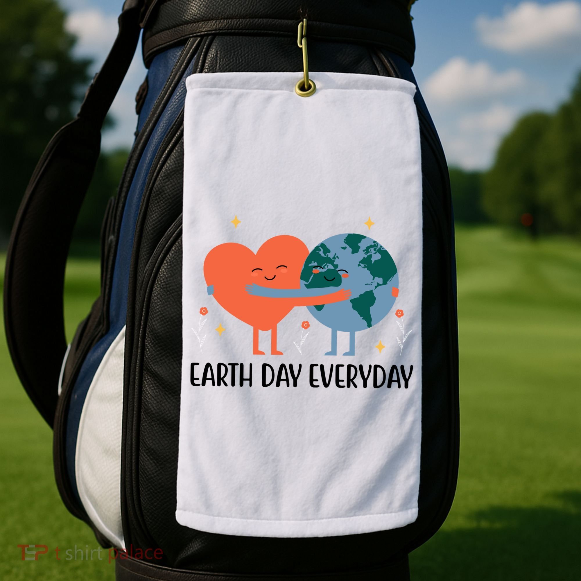 Earth Day Everyday Cute Heart Golf Towel