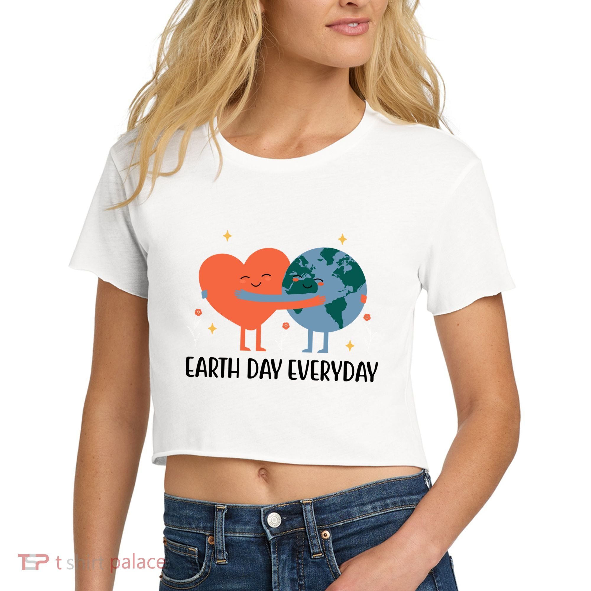 Earth Day Everyday Cute Heart Women's Crop Top Tee