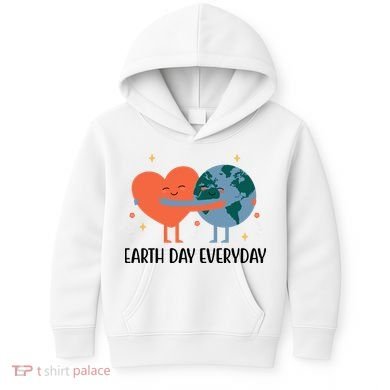 Earth Day Everyday Cute Heart Kids Hoodie