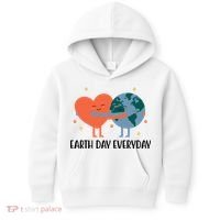 Earth Day Everyday Cute Heart Kids Hoodie thumb 0
