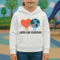 Earth Day Everyday Cute Heart Kids Hoodie thumb 3