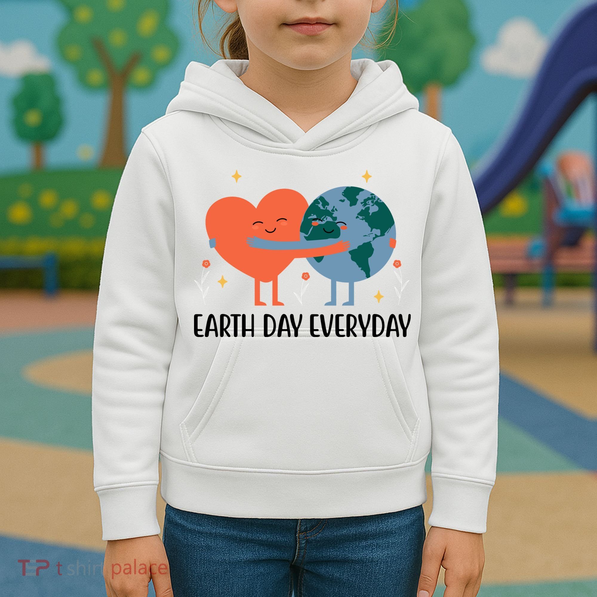 Earth Day Everyday Cute Heart Kids Hoodie
