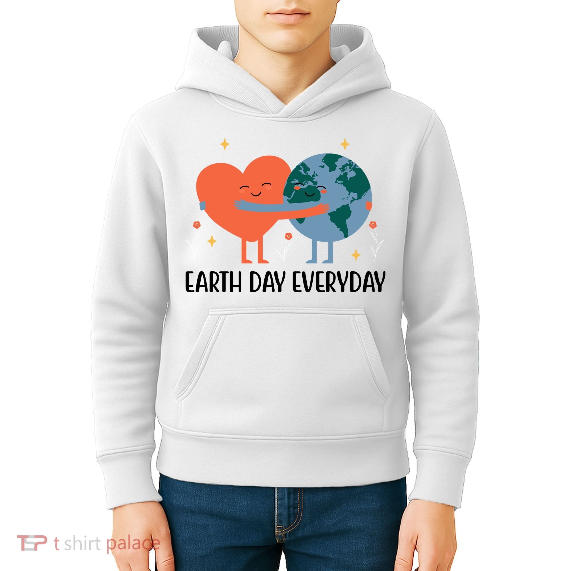 Earth Day Everyday Cute Heart Kids Hoodie