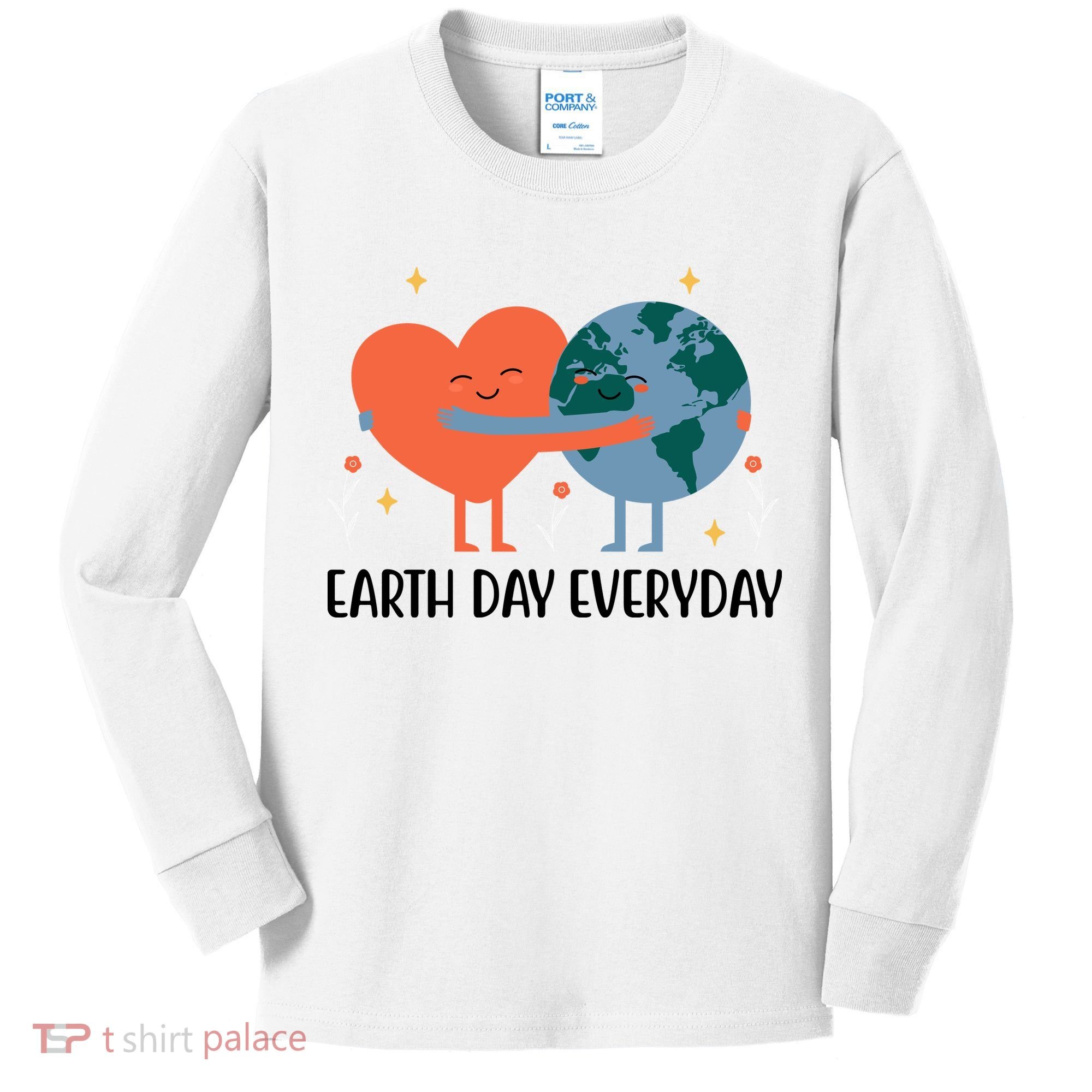 Earth Day Everyday Cute Heart Kids Long Sleeve Shirt