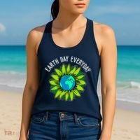 Earth Day Everyday Flower Globe Women's Tank Top thumb 2