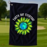 Earth Day Everyday Flower Globe Golf Towel thumb 1