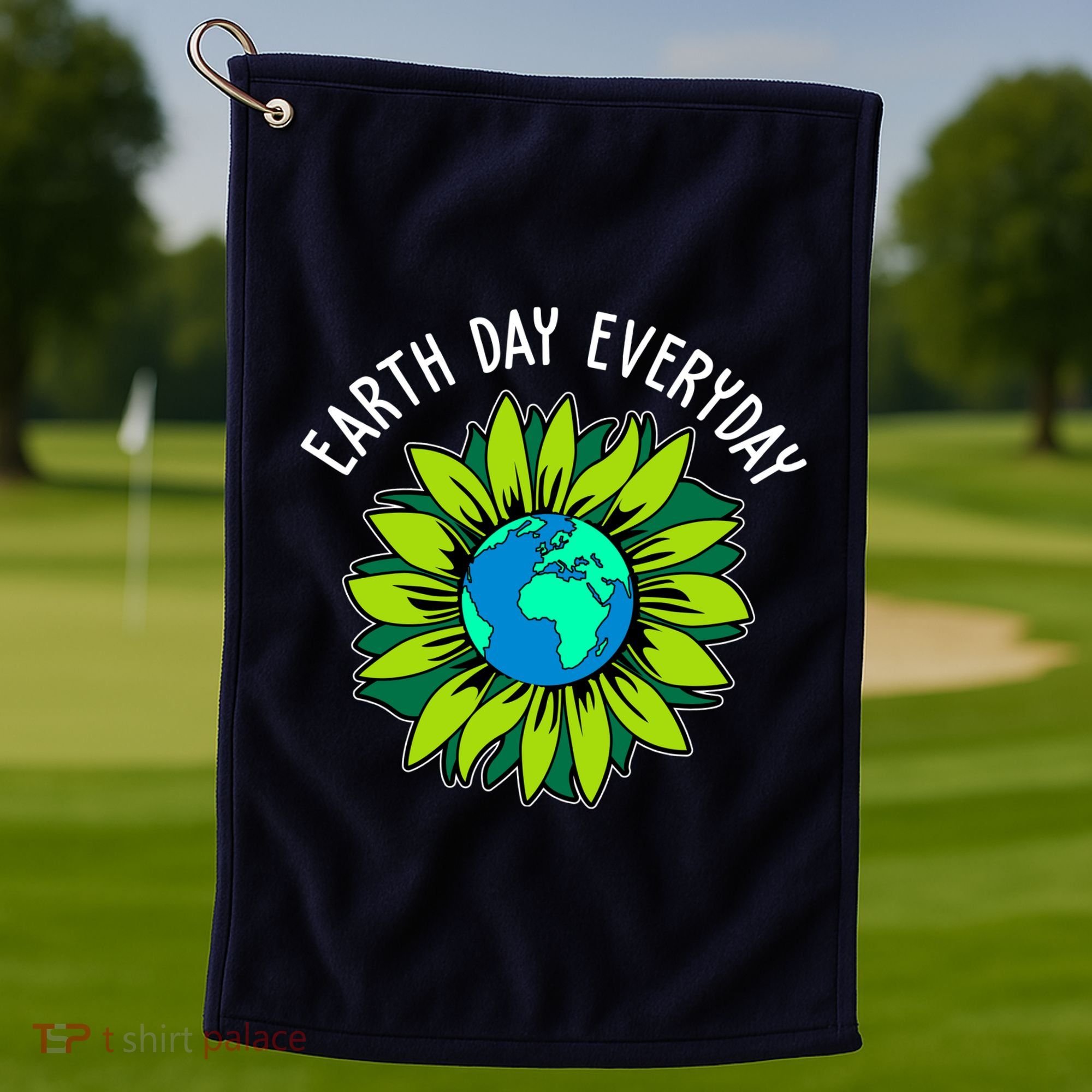 Earth Day Everyday Flower Globe Golf Towel