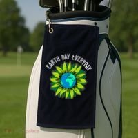 Earth Day Everyday Flower Globe Golf Towel thumb 2