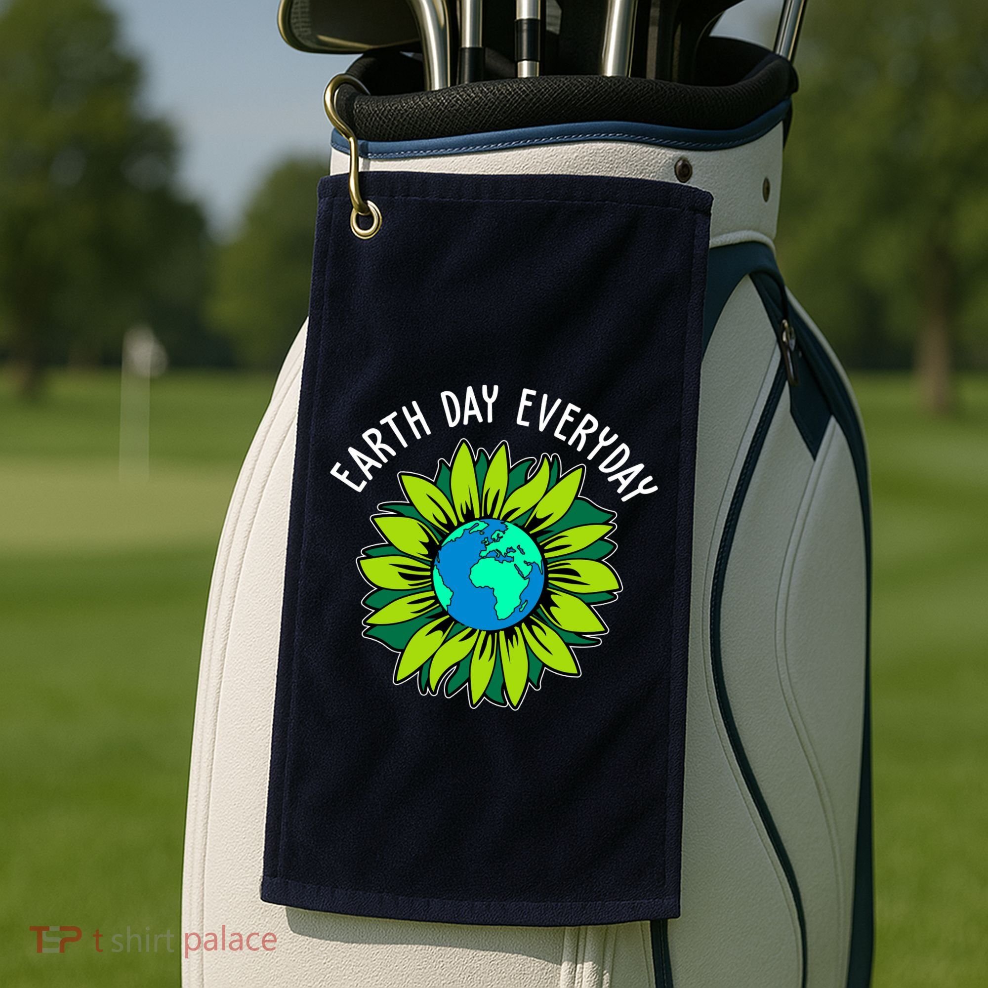 Earth Day Everyday Flower Globe Golf Towel