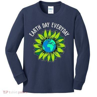 Earth Day Everyday Flower Globe Kids Long Sleeve Shirt