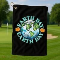 Earth Day Every Day Rainbow Globe Save The Planet Golf Towel thumb 1