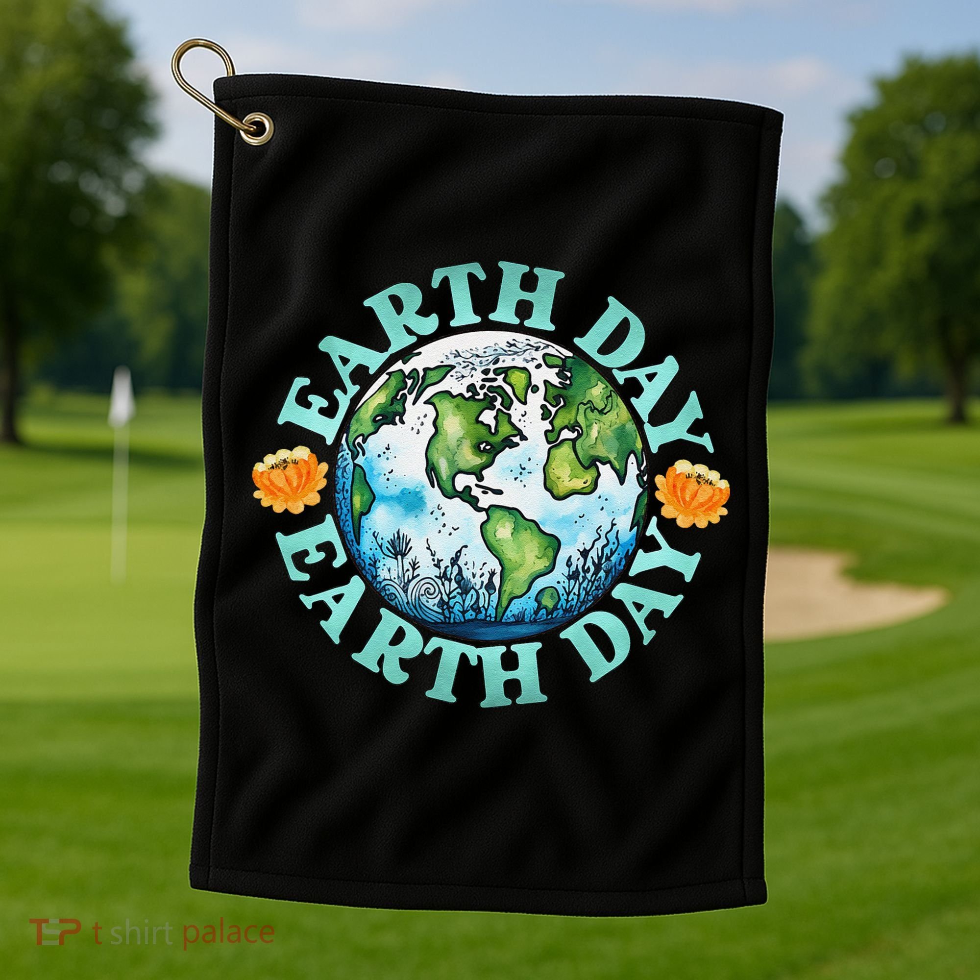 Earth Day Every Day Rainbow Globe Save The Planet Golf Towel