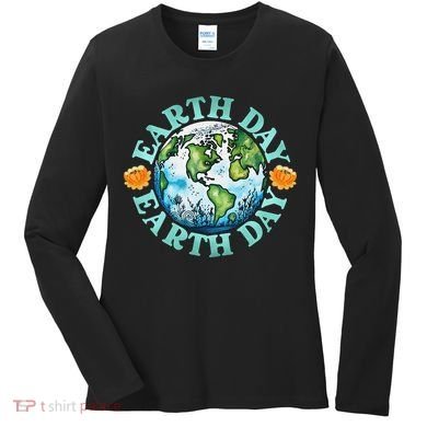 Earth Day Every Day Rainbow Globe Save The Planet Women's Long Sleeve Shirt