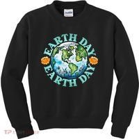 Earth Day Every Day Rainbow Globe Save The Planet Kids Sweatshirt thumb 0
