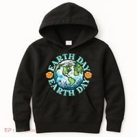 Earth Day Every Day Rainbow Globe Save The Planet Kids Hoodie thumb 0