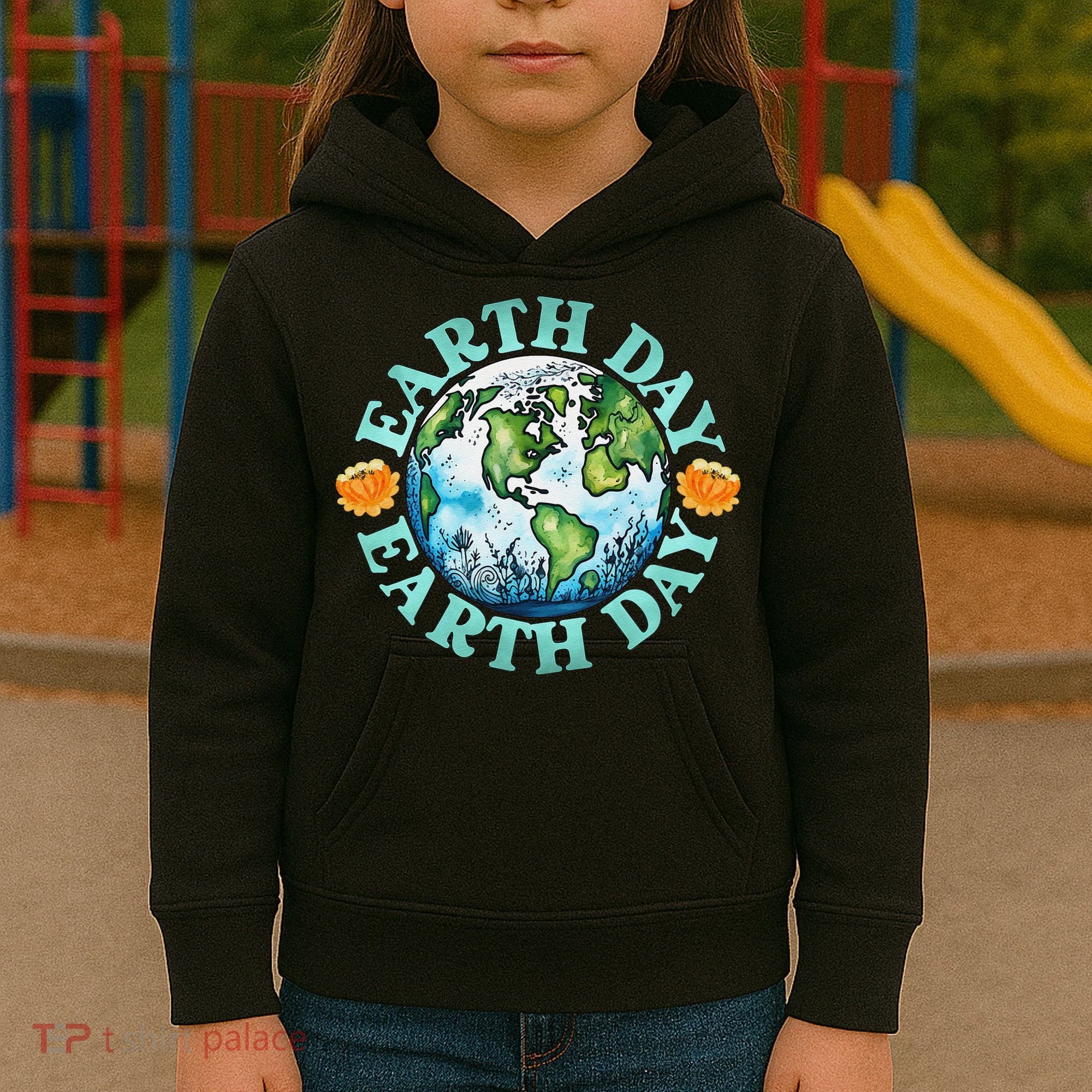 Earth Day Every Day Rainbow Globe Save The Planet Kids Hoodie