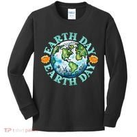 Earth Day Every Day Rainbow Globe Save The Planet Kids Long Sleeve Shirt thumb 0