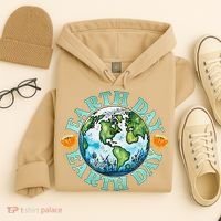 Earth Day Every Day Rainbow Globe Save The Planet Hoodie thumb 4