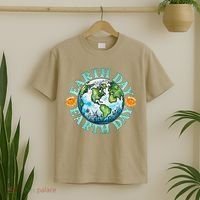 Earth Day Every Day Rainbow Globe Save The Planet T-Shirt thumb 2