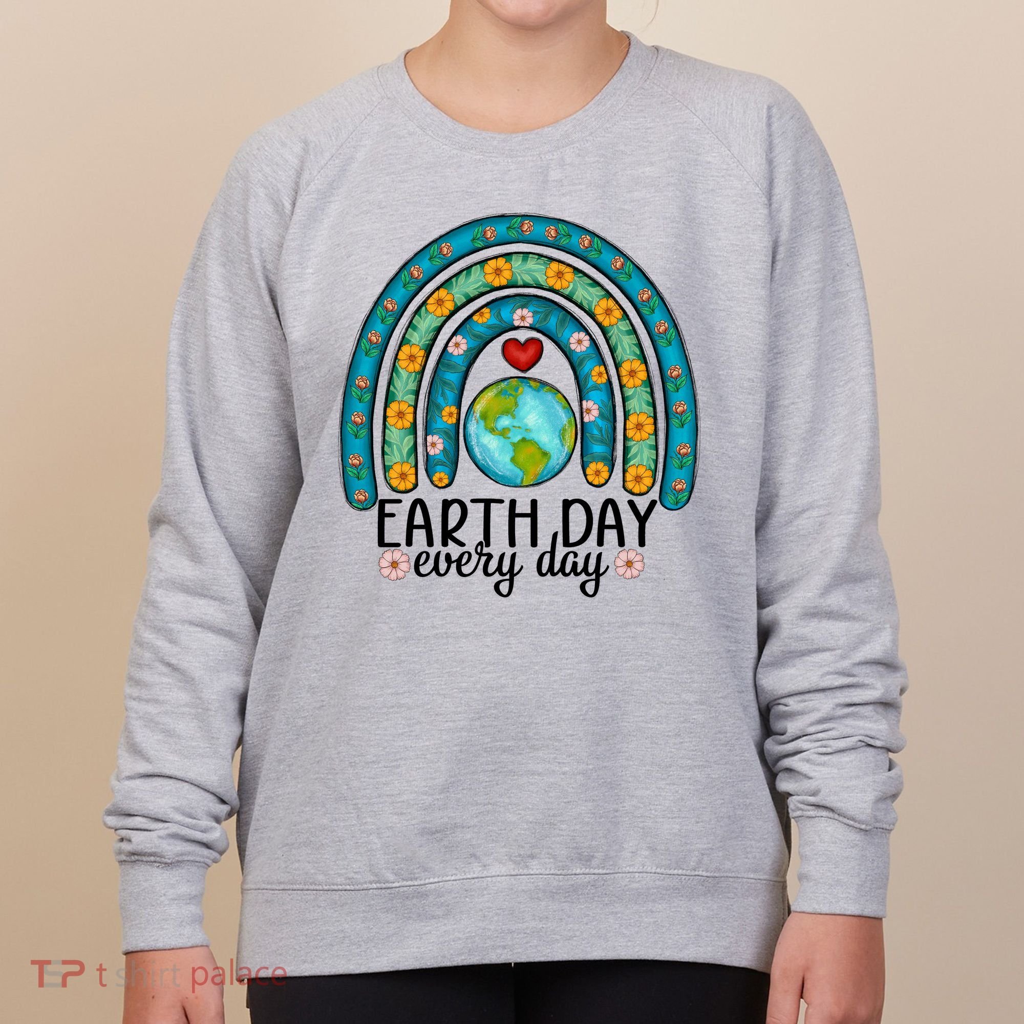 Earth Day Every Day Save Our Planet Rainbow Tree Women's Sweatshirt