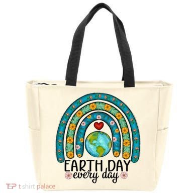 Earth Day Every Day Save Our Planet Rainbow Tree Tote Bag