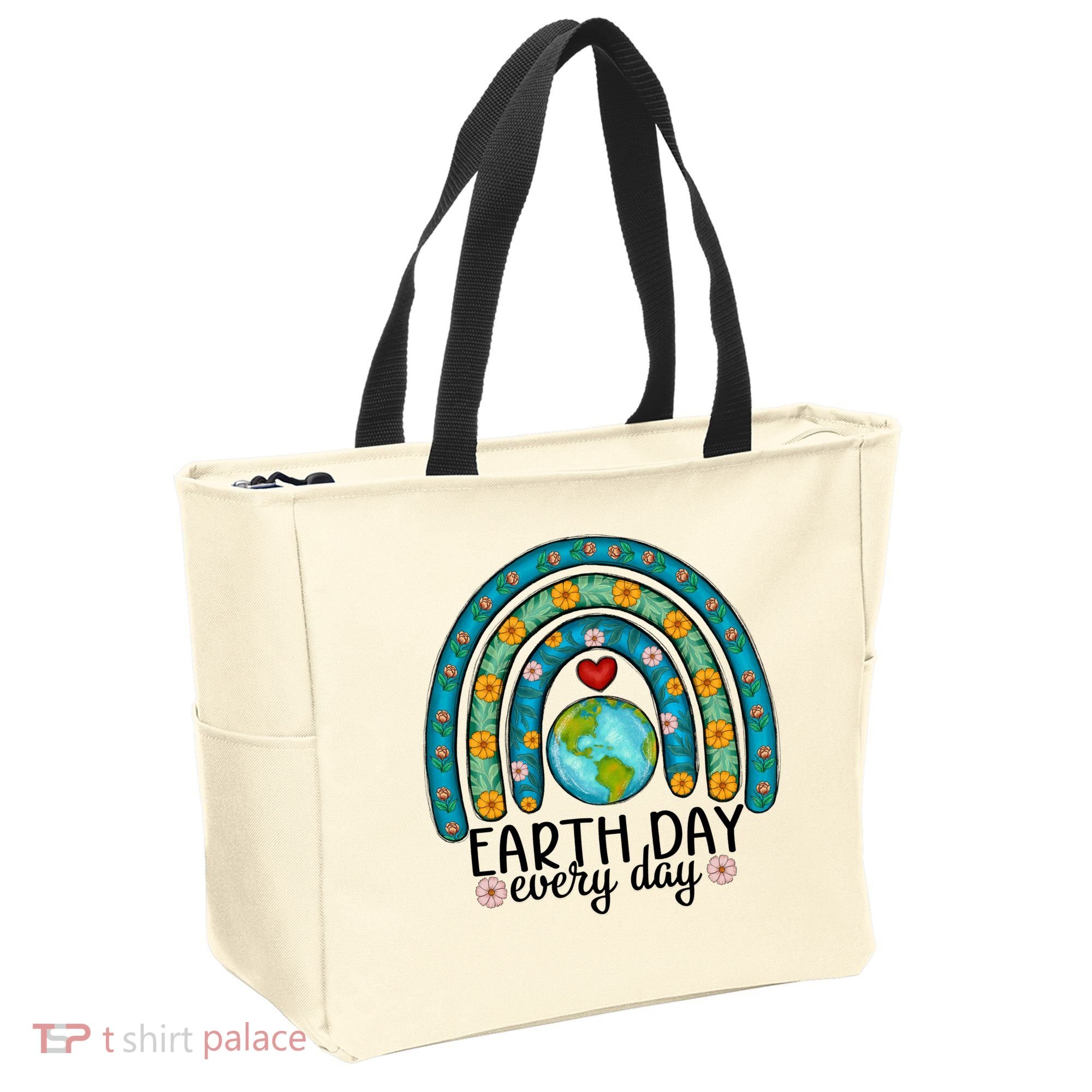 Earth Day Every Day Save Our Planet Rainbow Tree Tote Bag