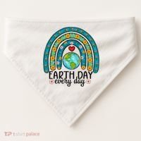 Earth Day Every Day Save Our Planet Rainbow Tree USA-Made Doggie Bandana thumb 0